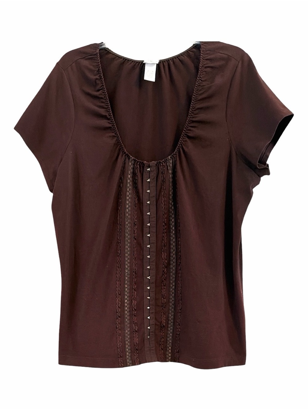 One Step Up Stretch Vintage Y2K Brown Hooks & Eye Corset Tee Top Plus Size 18/20